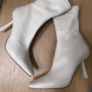 Nine West White Pointed Toe Stiletto Ankle Boots